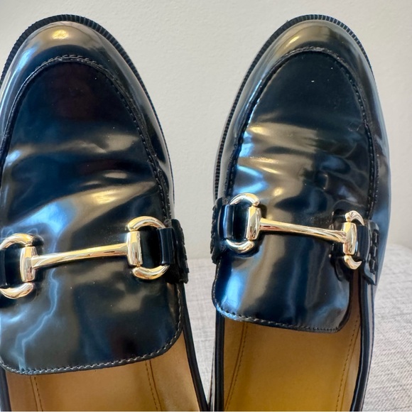 J.Crew Black Patent Leather Loafers with Silver Buckle | Size 10 - Picture 7 of 10